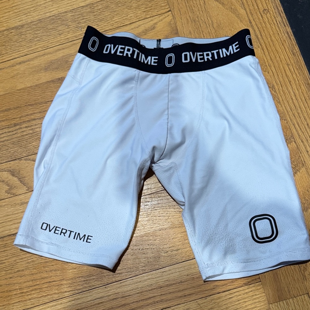 Overtime Boys Youth Medium White compression Athletic Shorts gently worn